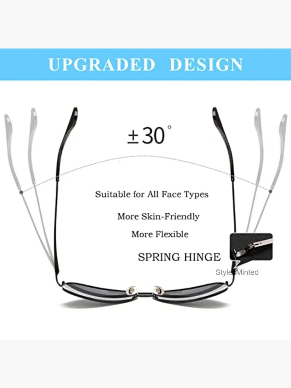 Polarized Aviator Sunglasses UV Protection Metal Frame Spring Hinges